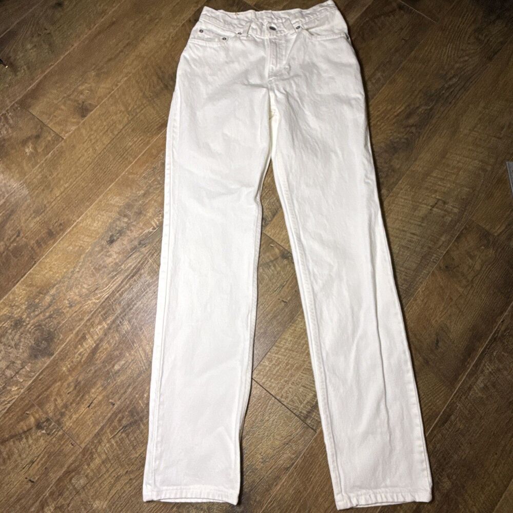 Vintage Levis 512 Jeans Juniors 7L White High Rise Long Tapered Denim USA 90s